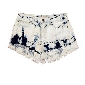 GUESS Vintage Style Acid Wash Button Up Frayed Jean Shorts